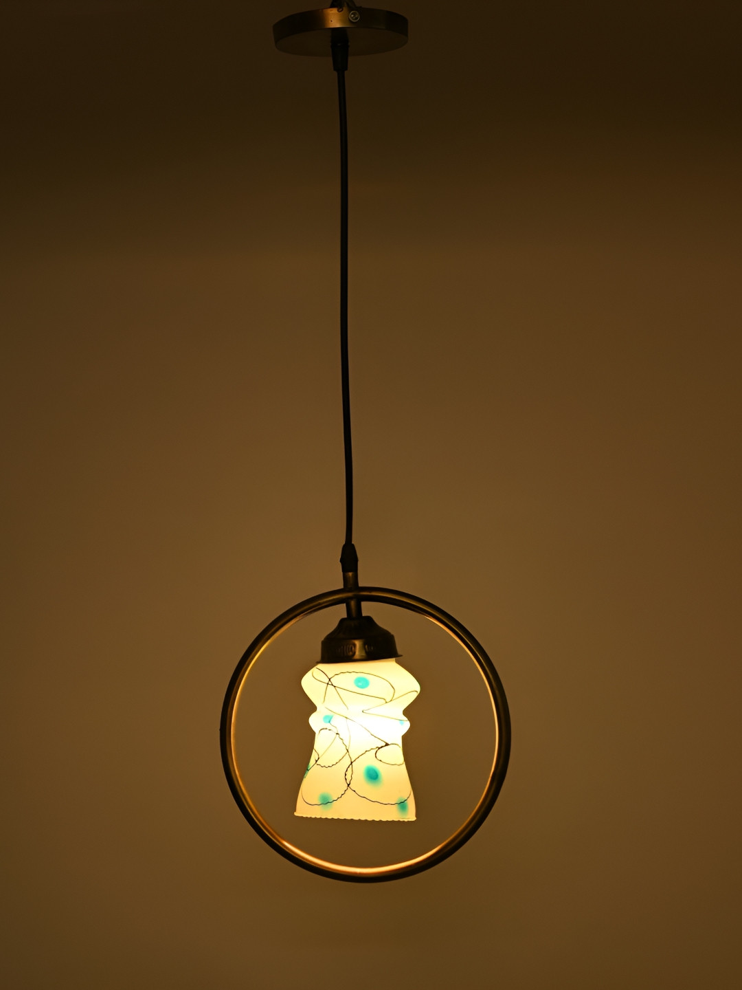 

1ST TIME White & Black Printed Glass Traditional Ceiling Lamp