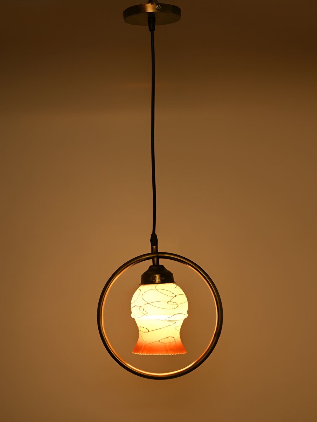 

1ST TIME White & Orange Textured Glass Contemporary Ceiling Lamp