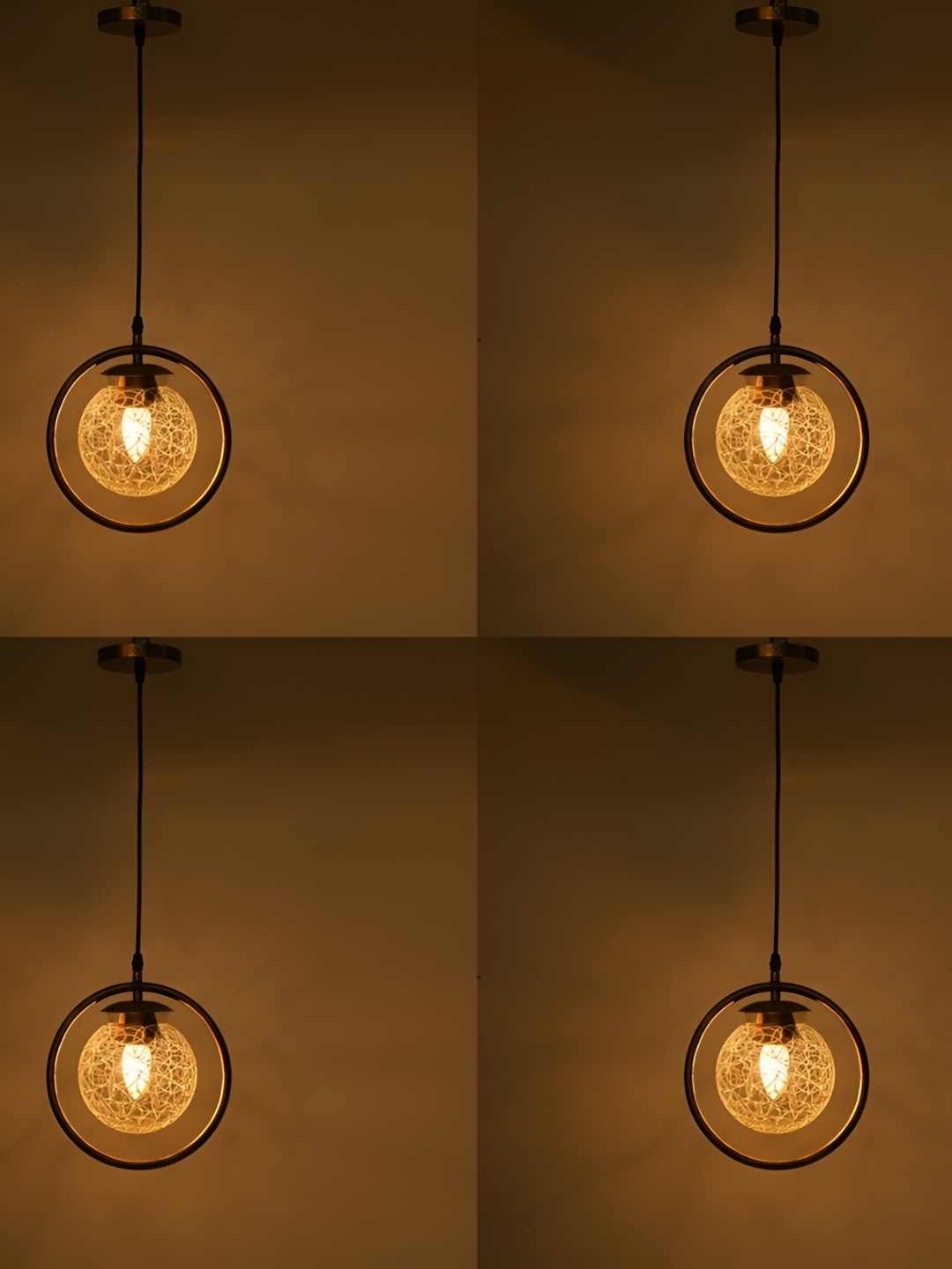 

1ST TIME Transparent & Yellow 4 Pieces Printed Glass Contemporary Ceiling Lamps