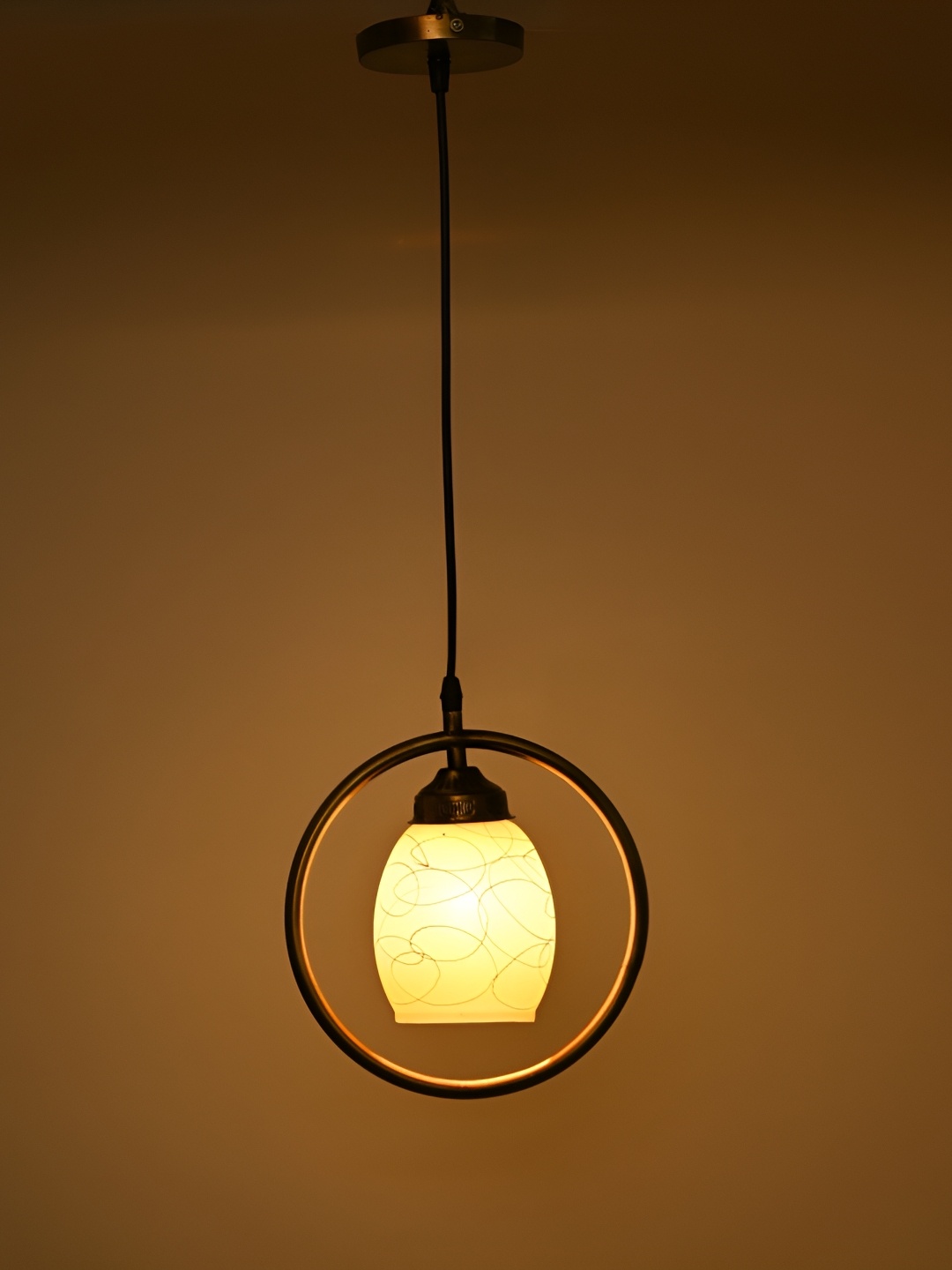 

1ST TIME White & Yellow Printed Glass Traditional Ceiling Lamp
