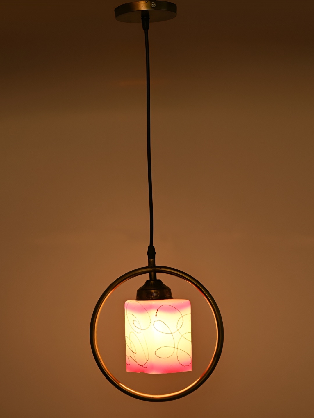 

1ST TIME White & Red Printed Glass Contemporary Ceiling Lamp