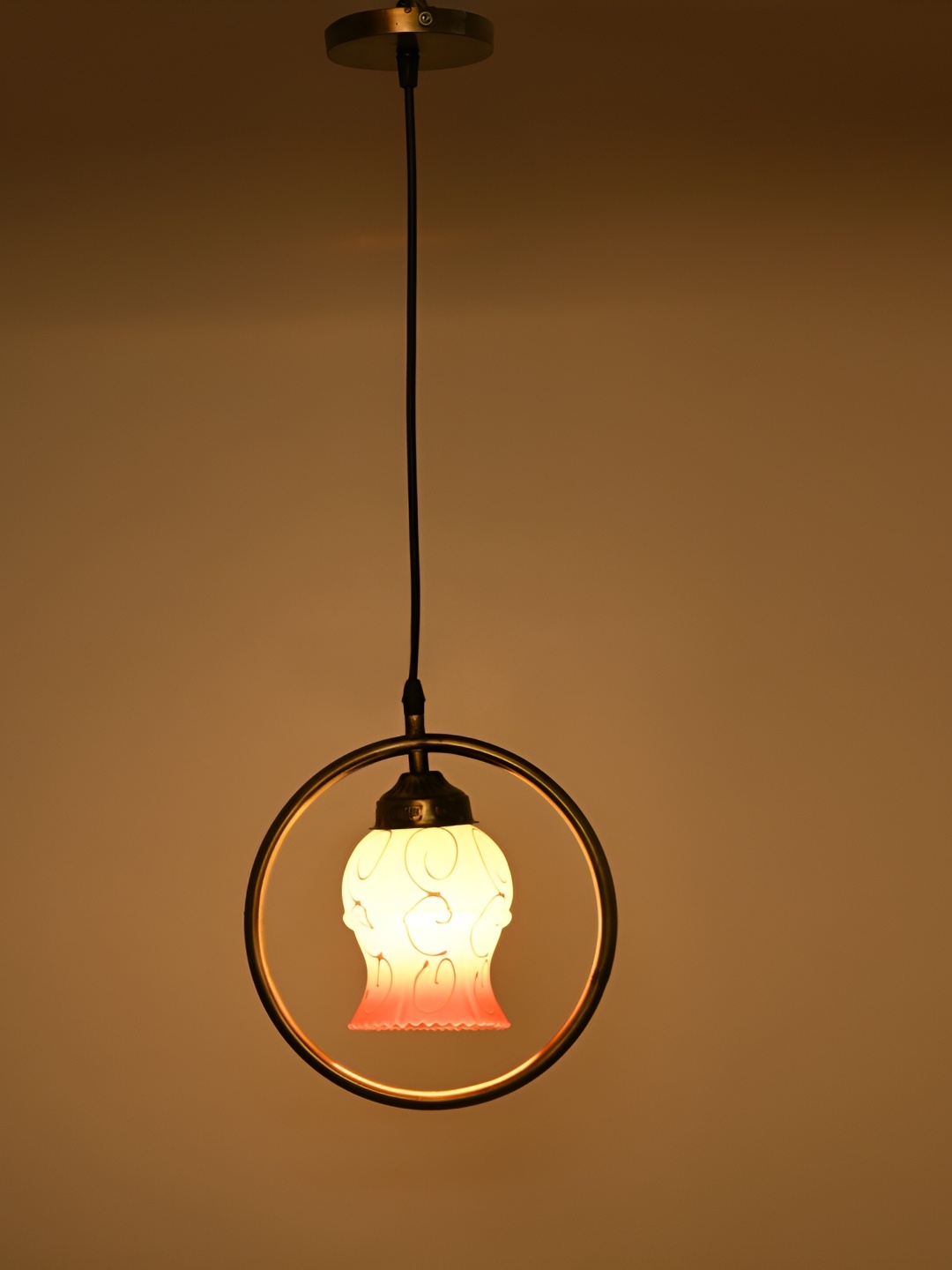 

1ST TIME White & Orange Textured Abstract Shaped Glass Ceiling Lamp