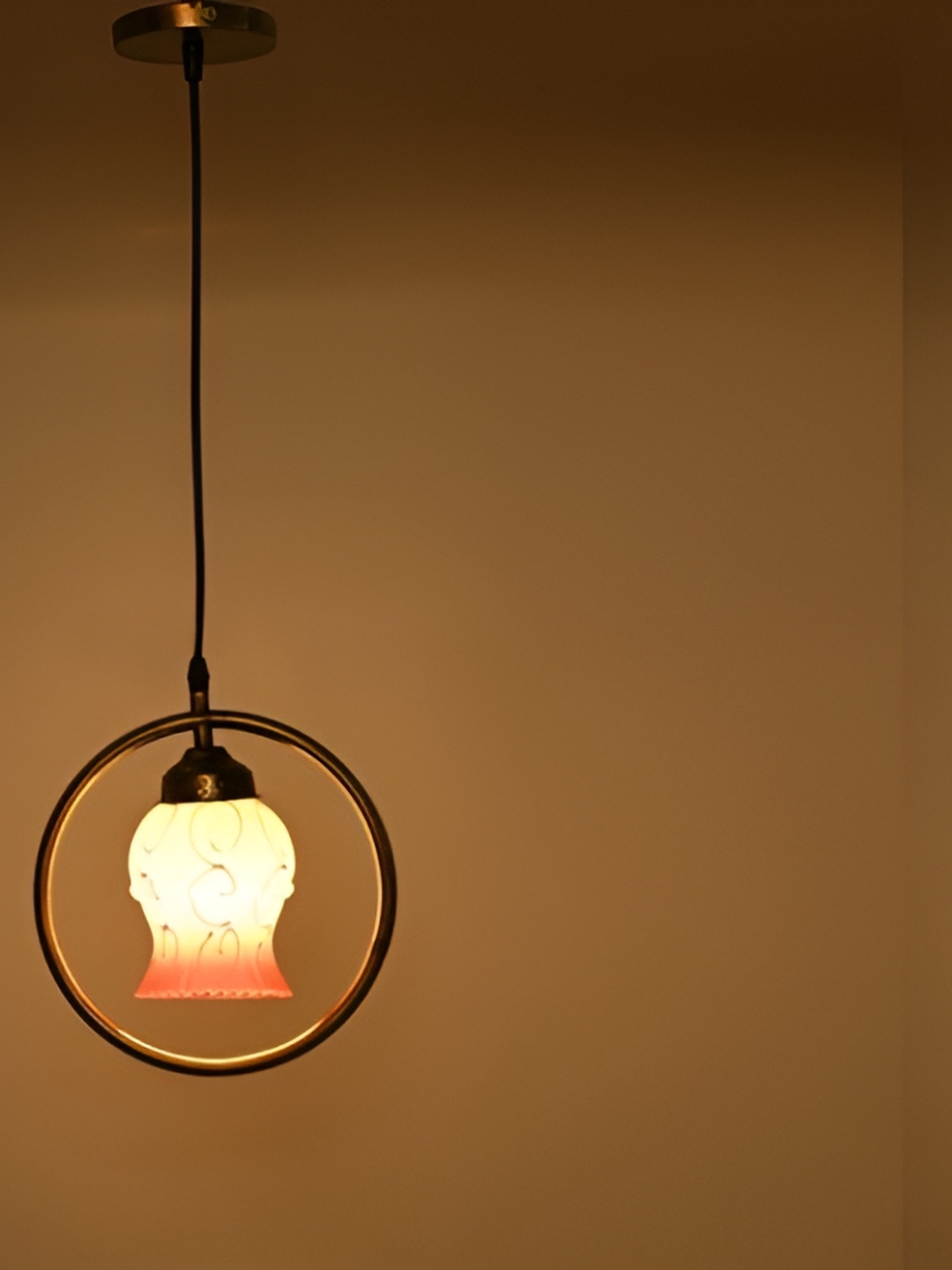 1ST TIME White & Orange Printed Glass Contemporary Ceiling Lamps