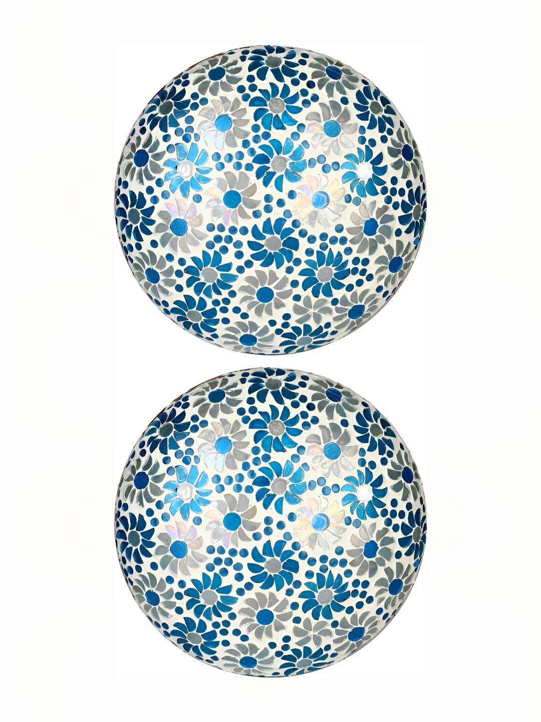 

1ST TIME Blue & White 2 Pieces Textured Glass Contemporary Ceiling Lamp