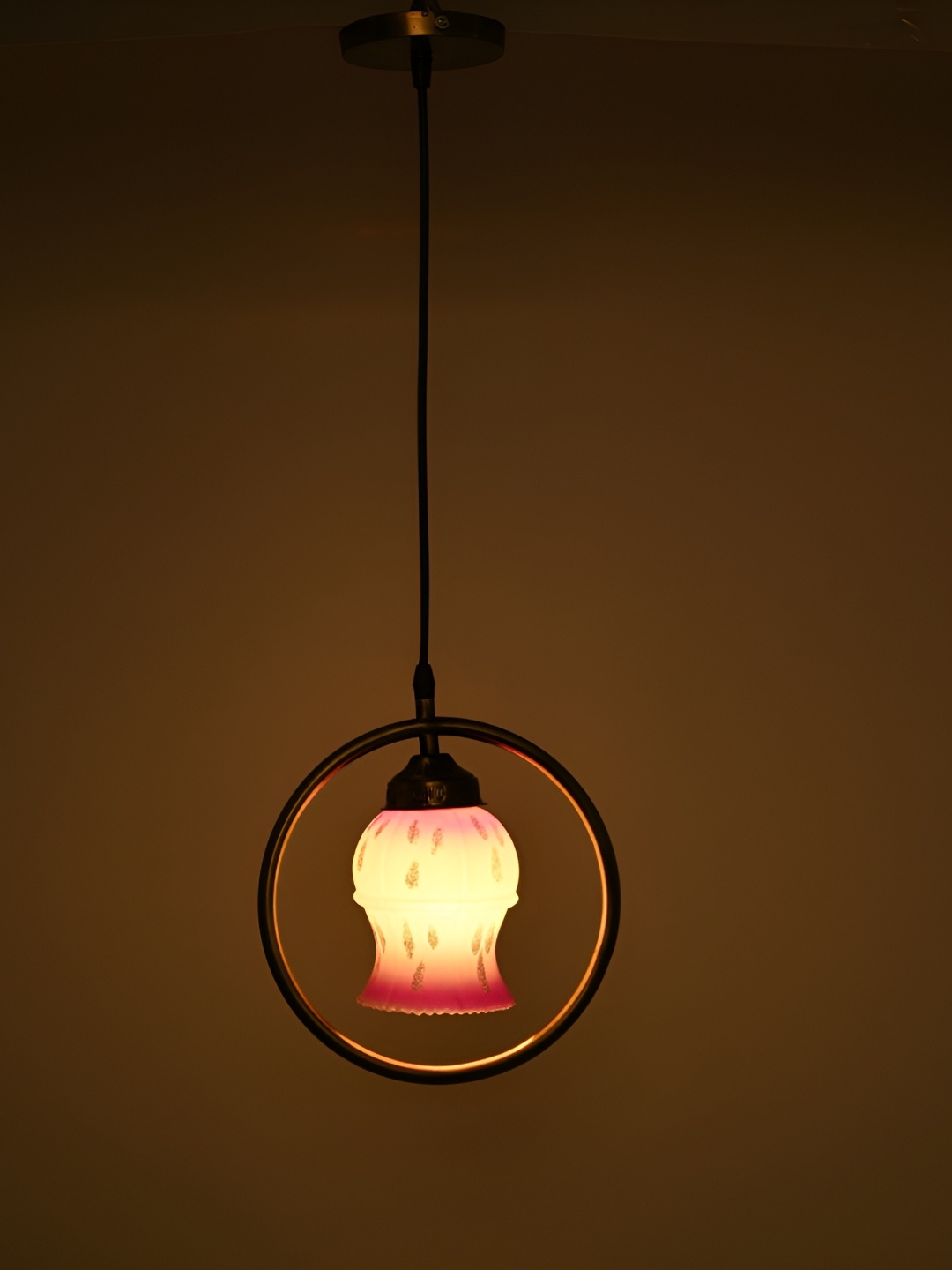 

1ST TIME Pink Textured Glass Spherical Ceiling Lamp