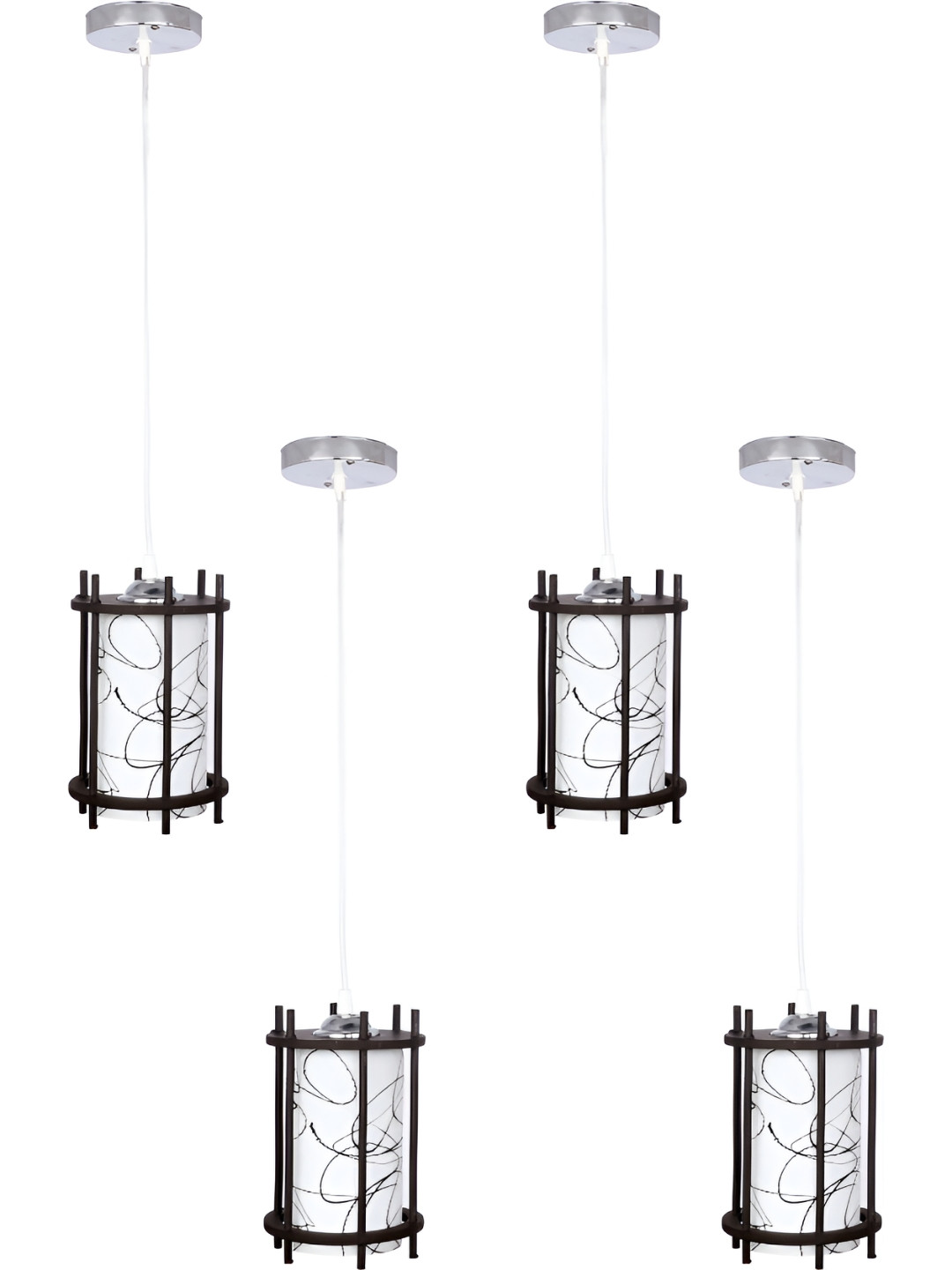 

1ST TIME White & Black 4 Pieces Printed Glass Contemporary Ceiling Lamp