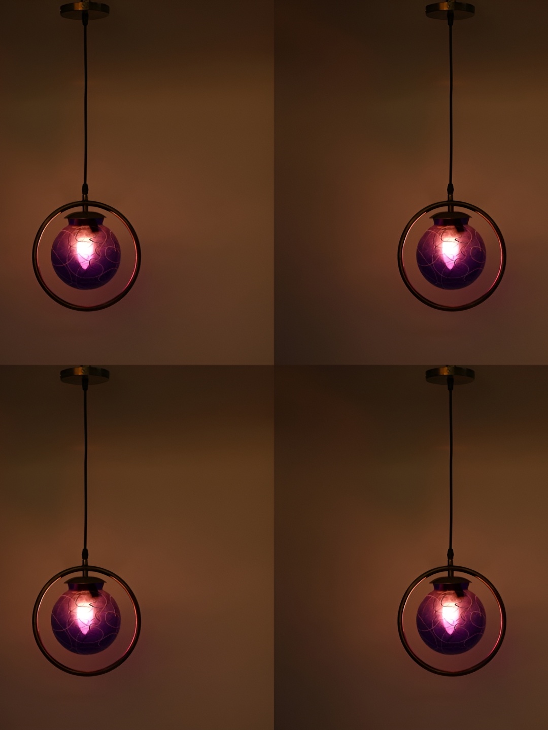 1ST TIME Blue & Pink 4 Pcs Printed Glass Ceiling Lamp