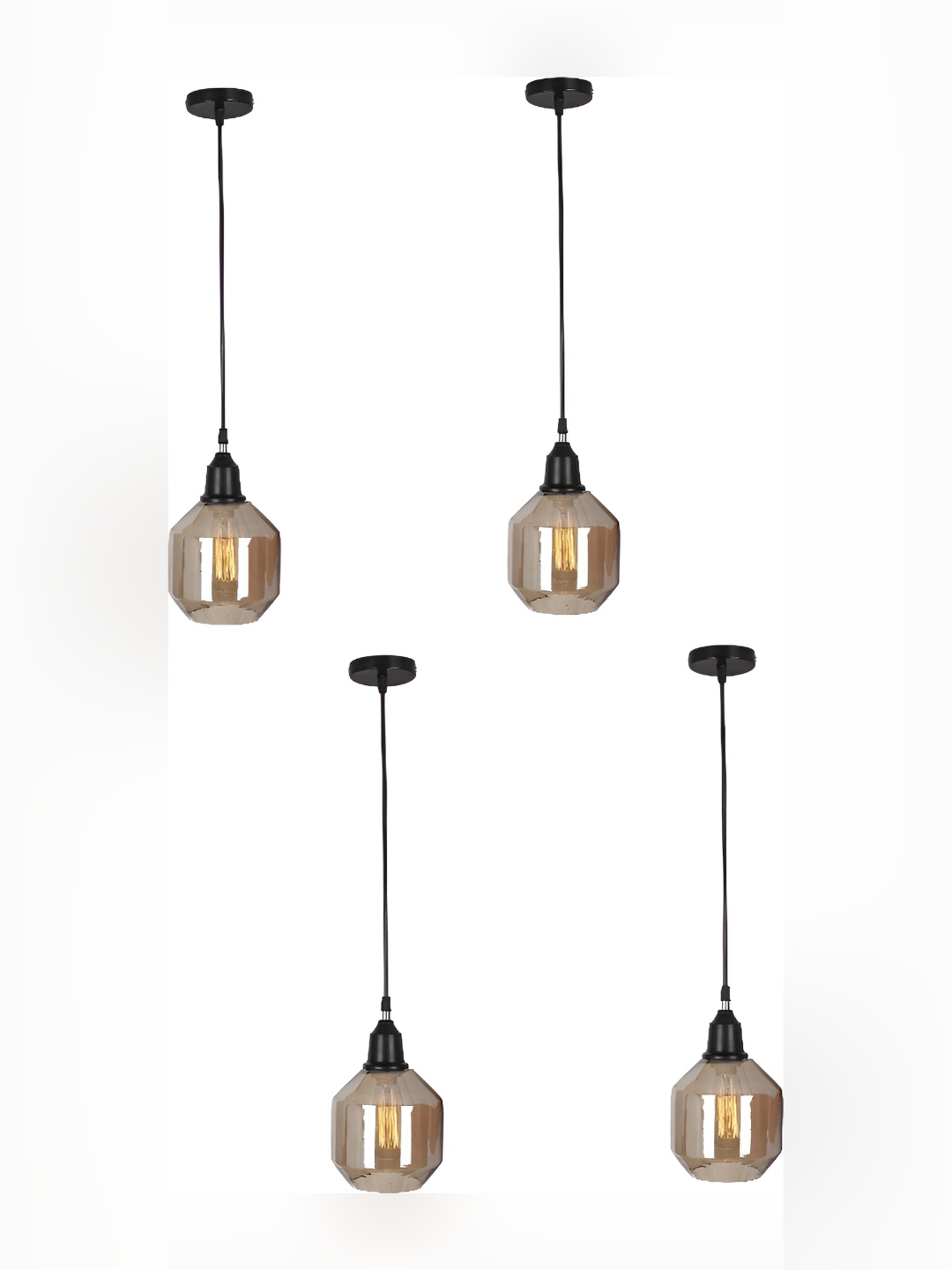 

1ST TIME Black & Gold-Toned 4 Pieces Glass Traditional Ceiling Lamps