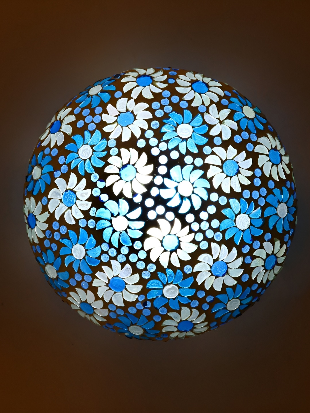 

1ST TIME Blue & White Printed Glass Ceiling Lamp