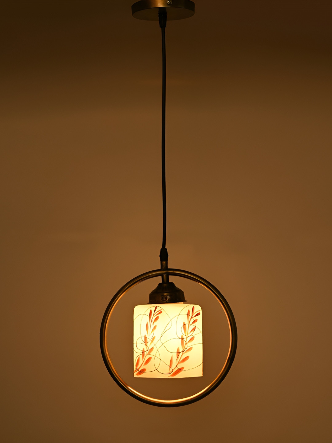 

1ST TIME White & Orange Printed Glass Traditional Ceiling Lamp