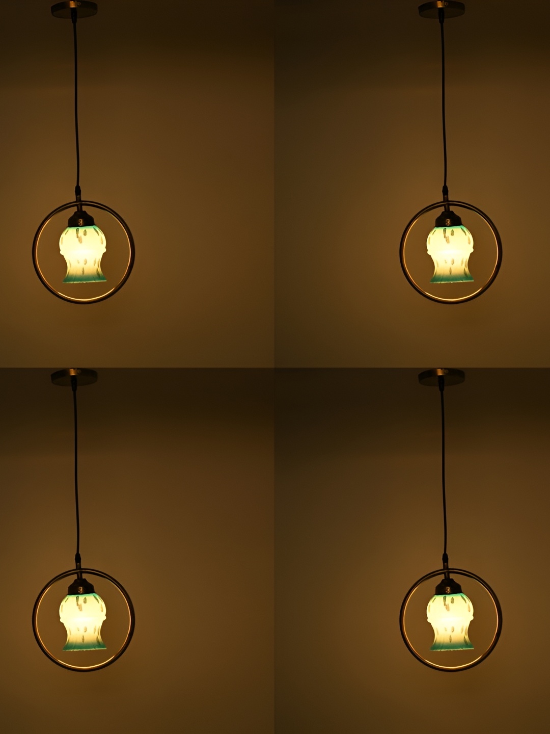 1ST TIME White & Black 4Pcs Printed Glass Traditional Ceiling Lamps