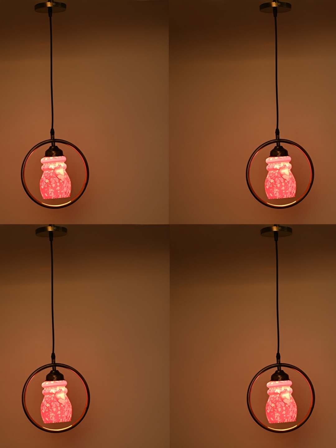 

1ST TIME Pink 4 Pieces Textured Glass Traditional Ceiling Lamp