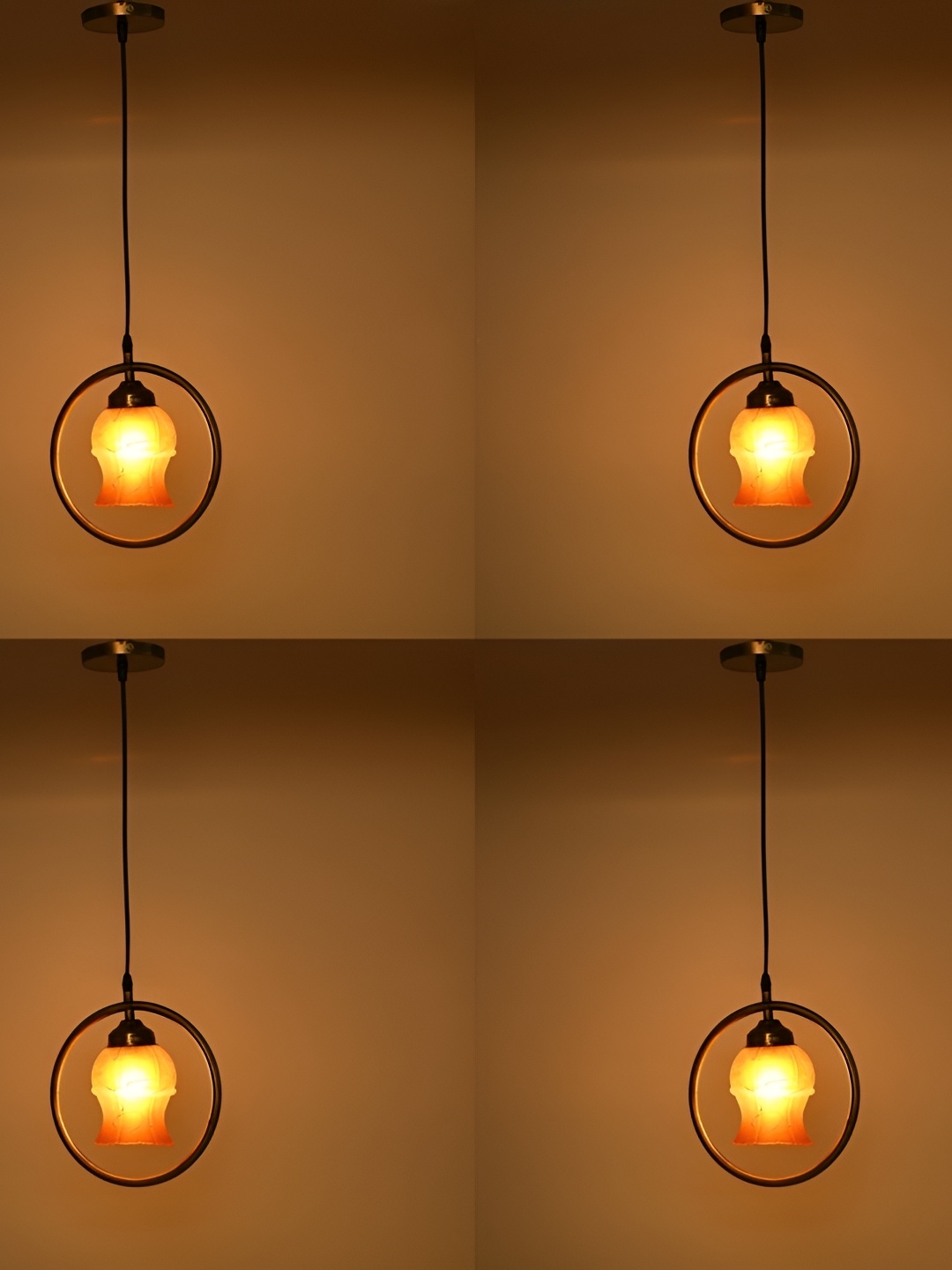

1ST TIME White & Orange 4Pcs Glass Traditional Ceiling Lamps