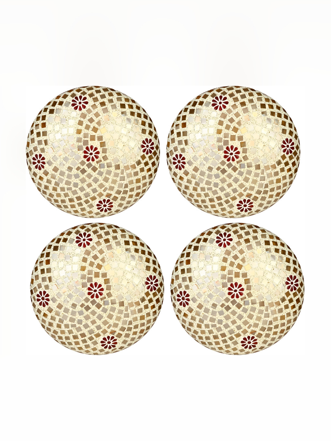 

1ST TIME White & Red 4 Pieces Textured Glass Traditional Ceiling Lamp