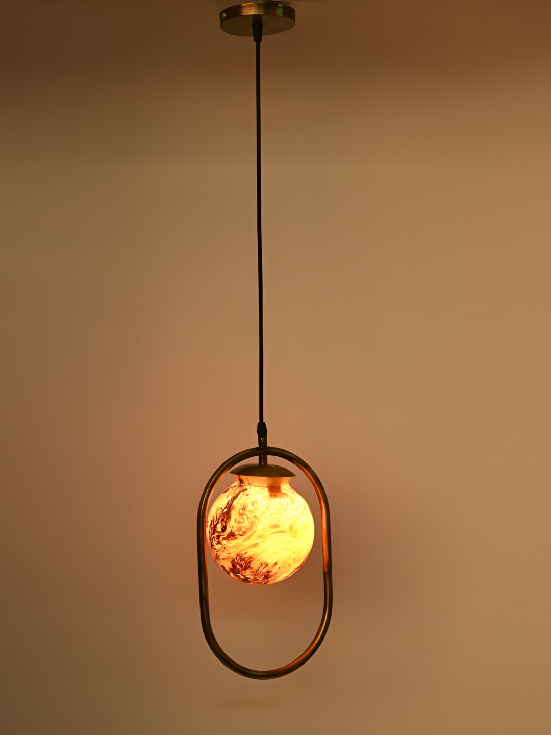 

1ST TIME Brown & Yellow Printed Glass Traditional Ceiling Lamp