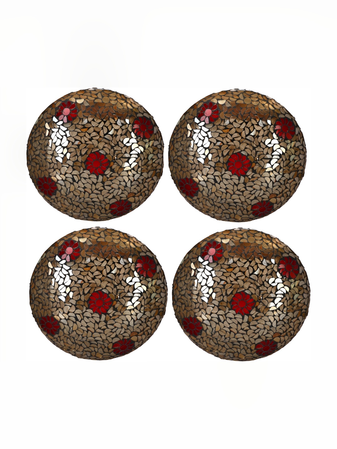 

1ST TIME Red & Brown 4 Pcs Printed Glass Contemporary Ceiling Lamp