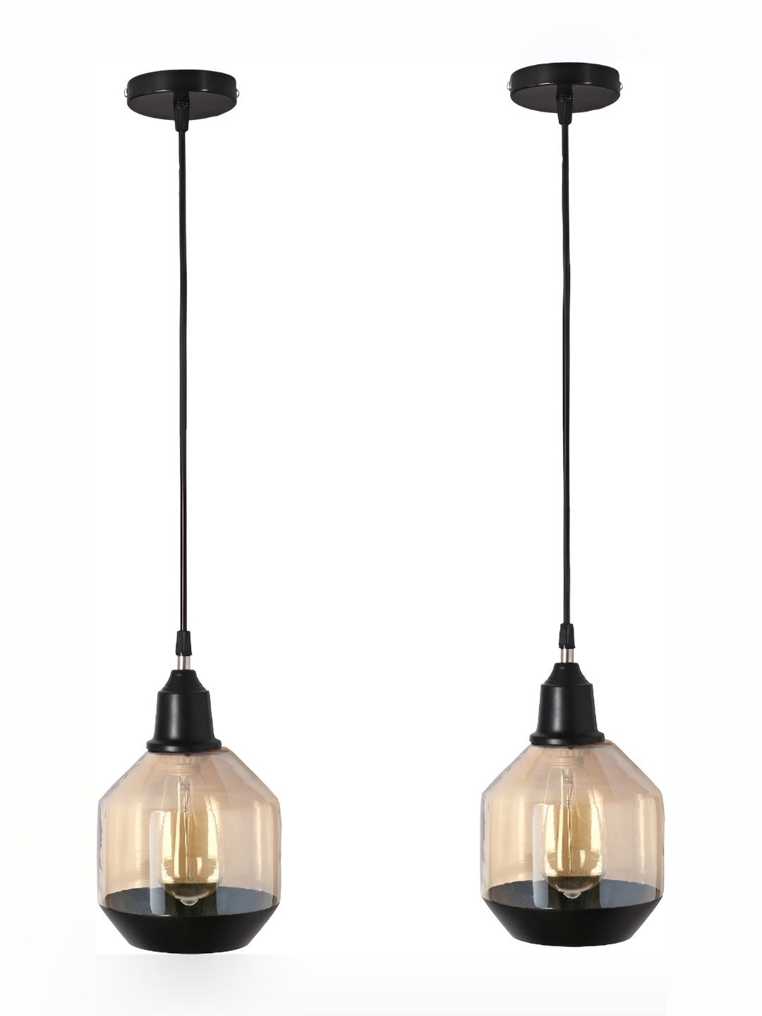 

1ST TIME Black & Gold-Toned 2 Pieces Colourblocked Glass Contemporary Ceiling Lamp