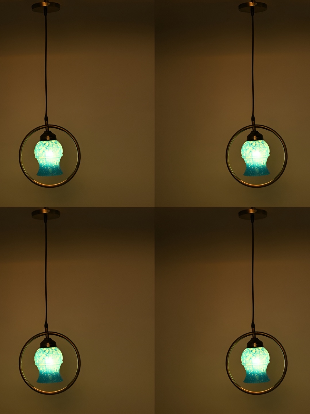 

1ST TIME Blue & Black 4 Pcs Printed Glass Ceiling Lamp