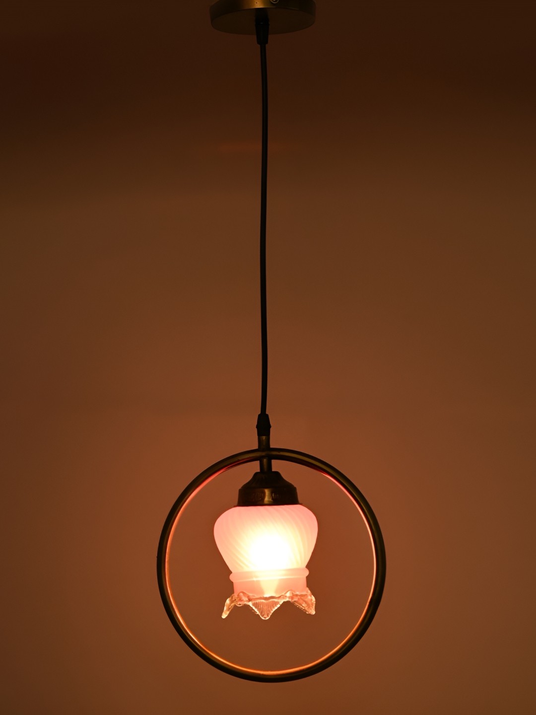 

1ST TIME Pink & Brown Textured Abstract Shaped Glass Ceiling Lamp