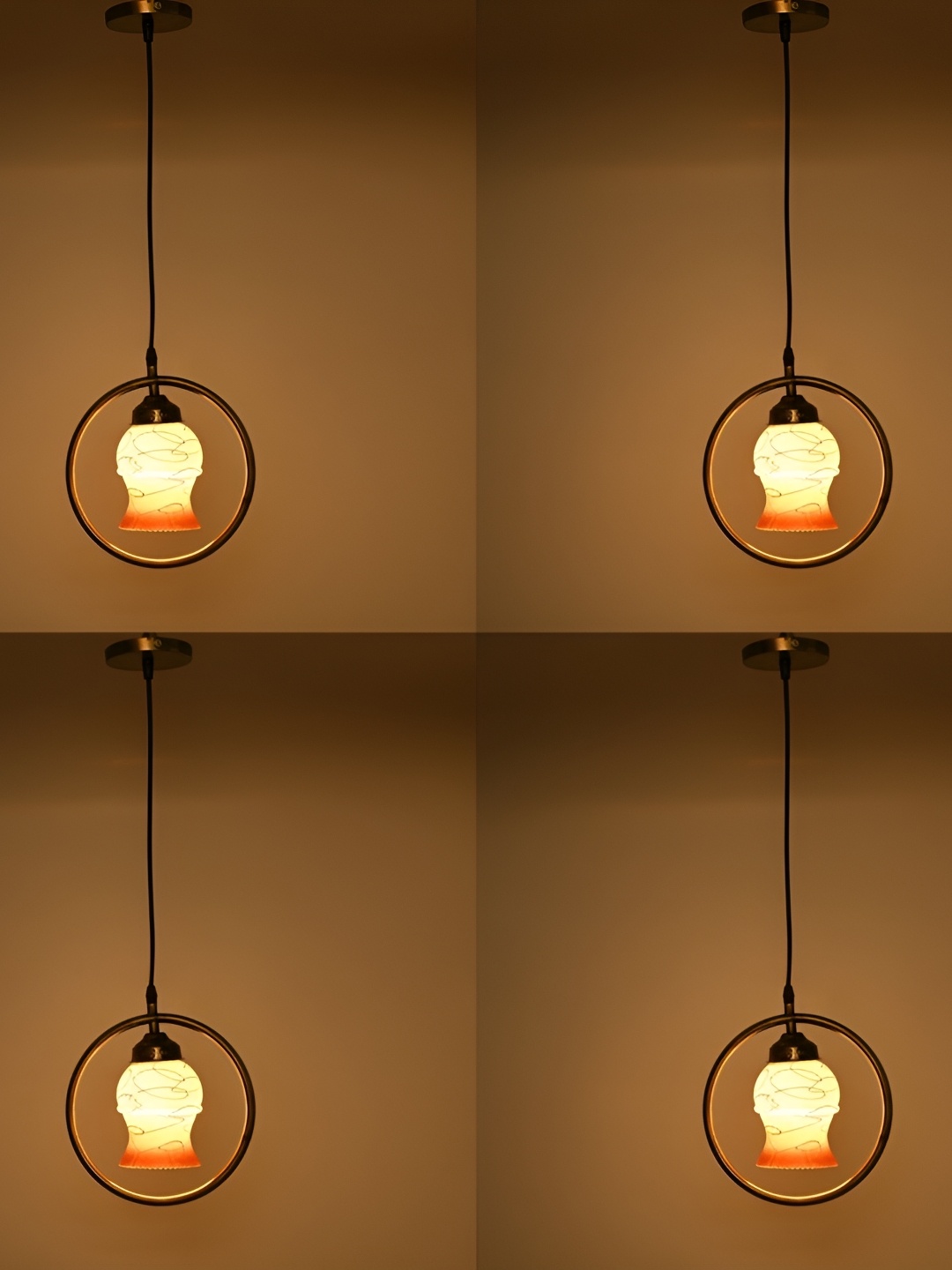 1ST TIME White & Red 4 Pcs Textured Glass Ceiling Lamp