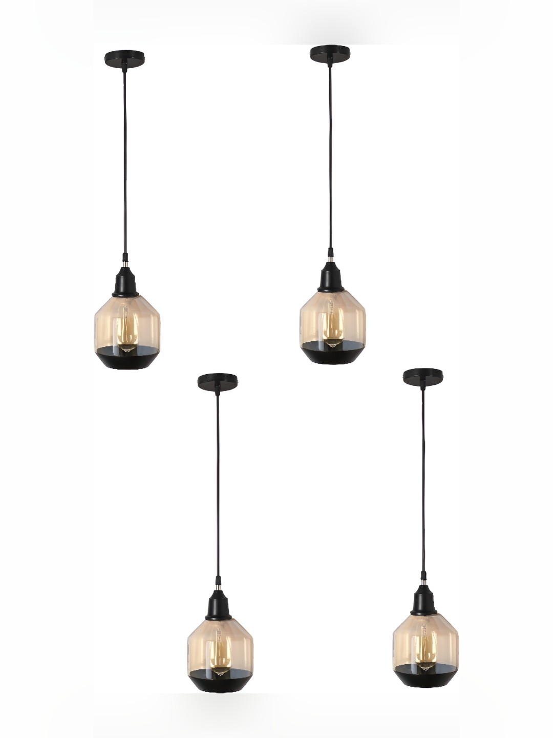 

1ST TIME Black & Transparent 4 Pcs Glass Contemporary Ceiling Lamp