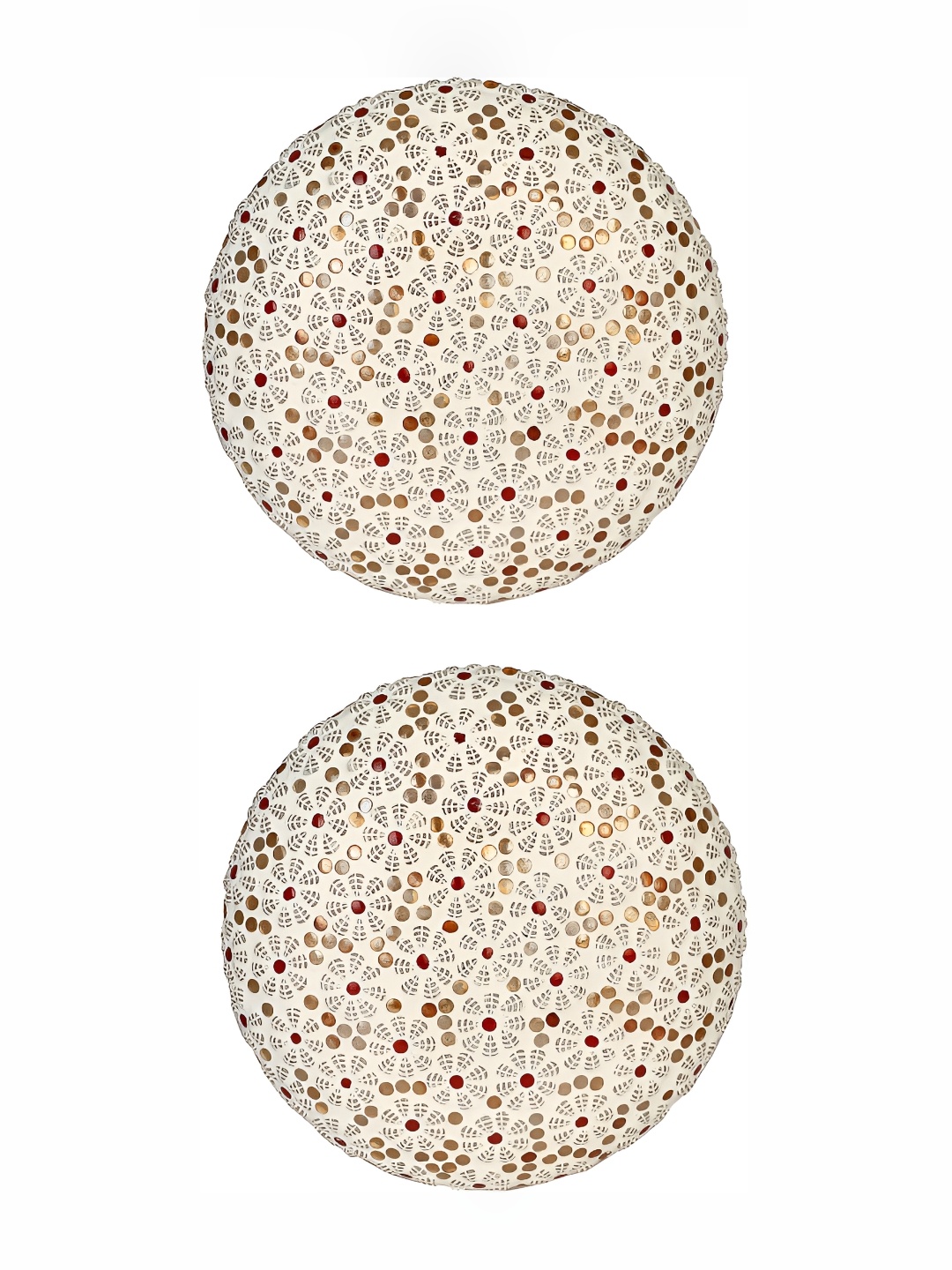 

1ST TIME White & Red 2 Pieces Textured Glass Traditional Ceiling Lamp, Multi