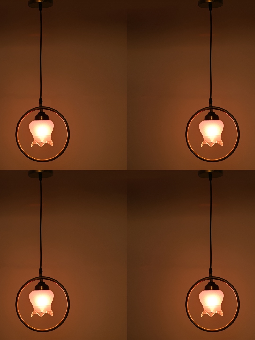 

1ST TIME Pink 4 Pieces Glass Contemporary Bell Shaped Ceiling Lamps