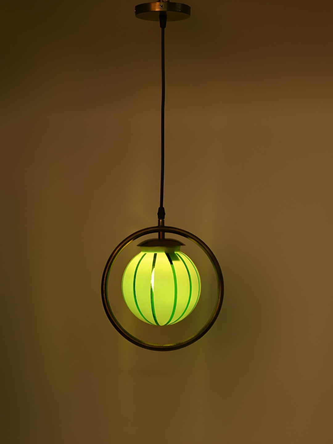 

1ST TIME Brown & Green Printed Glass Spherical Ceiling Lamp