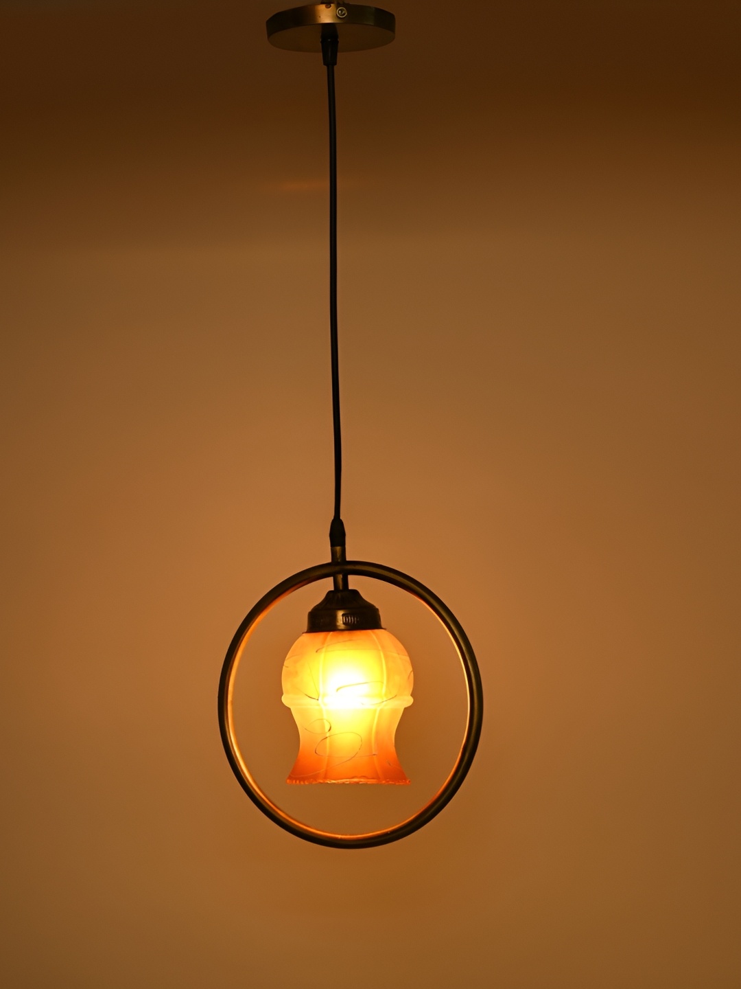 1ST TIME Yellow Textured Glass Traditional Ceiling Lamp