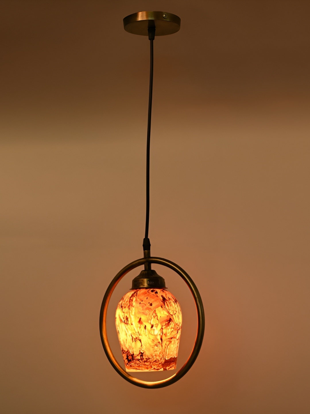 

1ST TIME Brown Printed Glass Abstract Shaped Ceiling Lamp