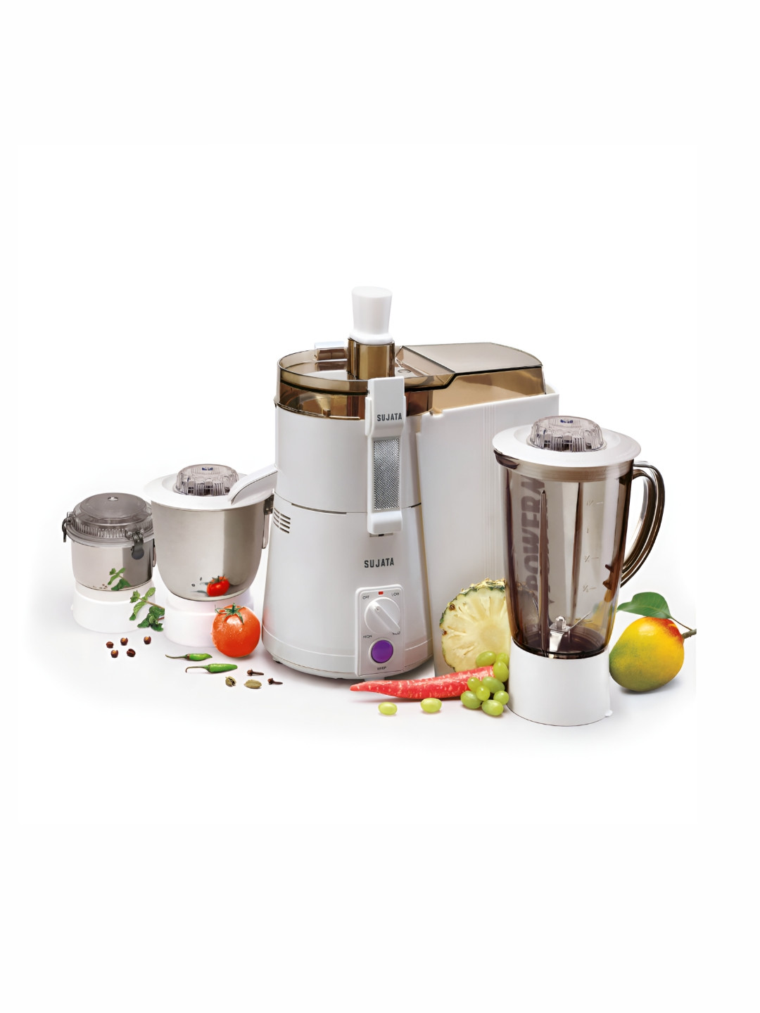 

SUJATA White Powermatic Plus 900 W Juicer Mixer Grinder With 3 Jars