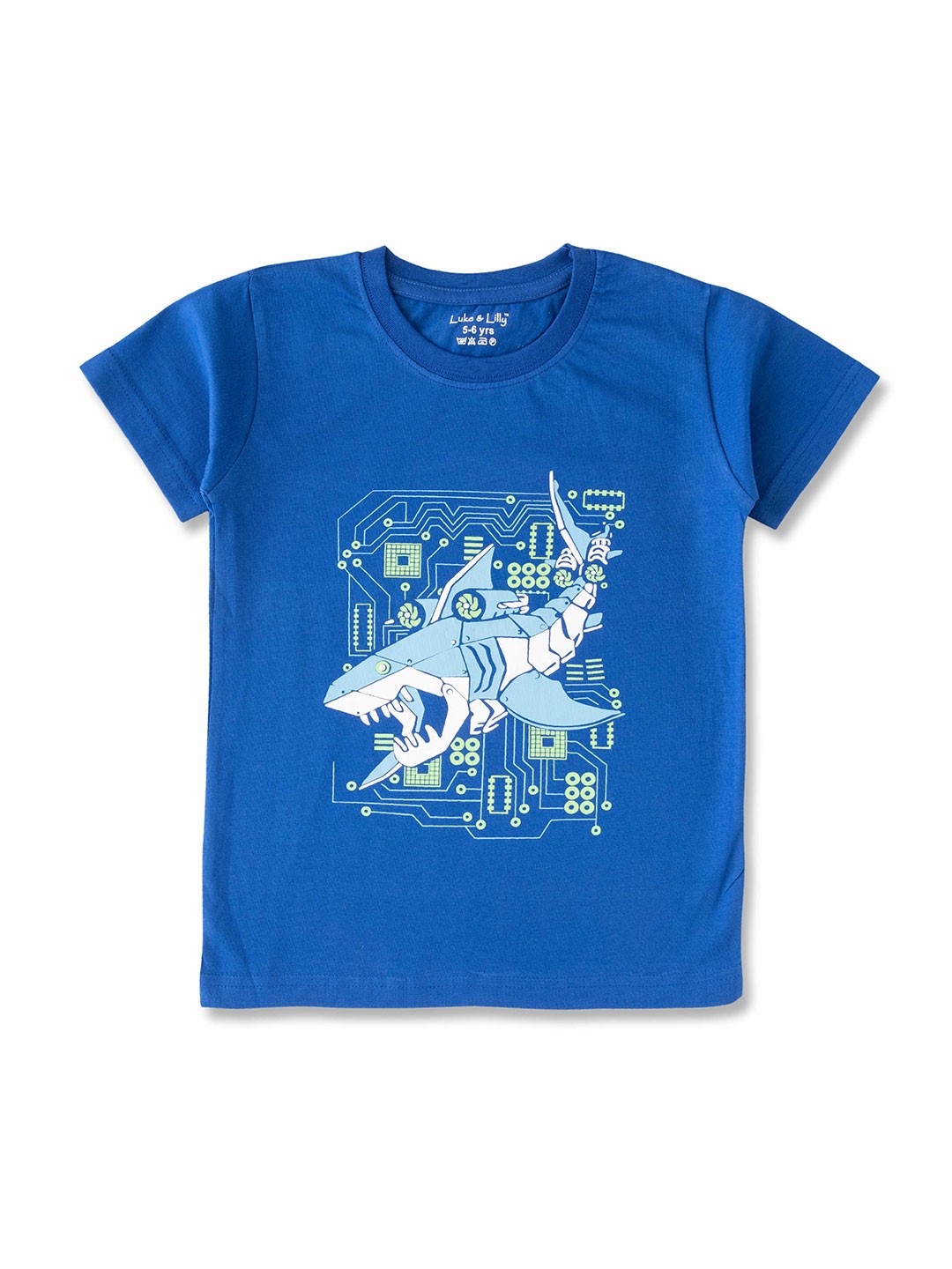 

Luke & Lilly Boys Graphic Printed Round Neck Relaxed Fit Pure Cotton T-shirt, Blue