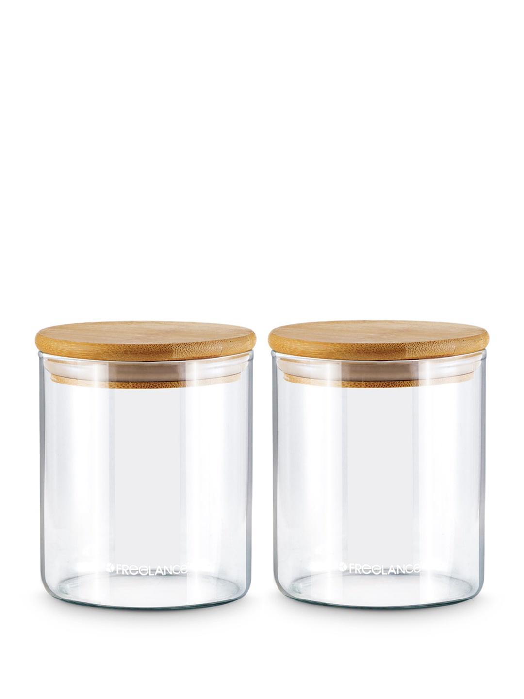 

Freelance Transparent Glass Dishwasher and Microwave Safe Glass Jar With Wooden Lid