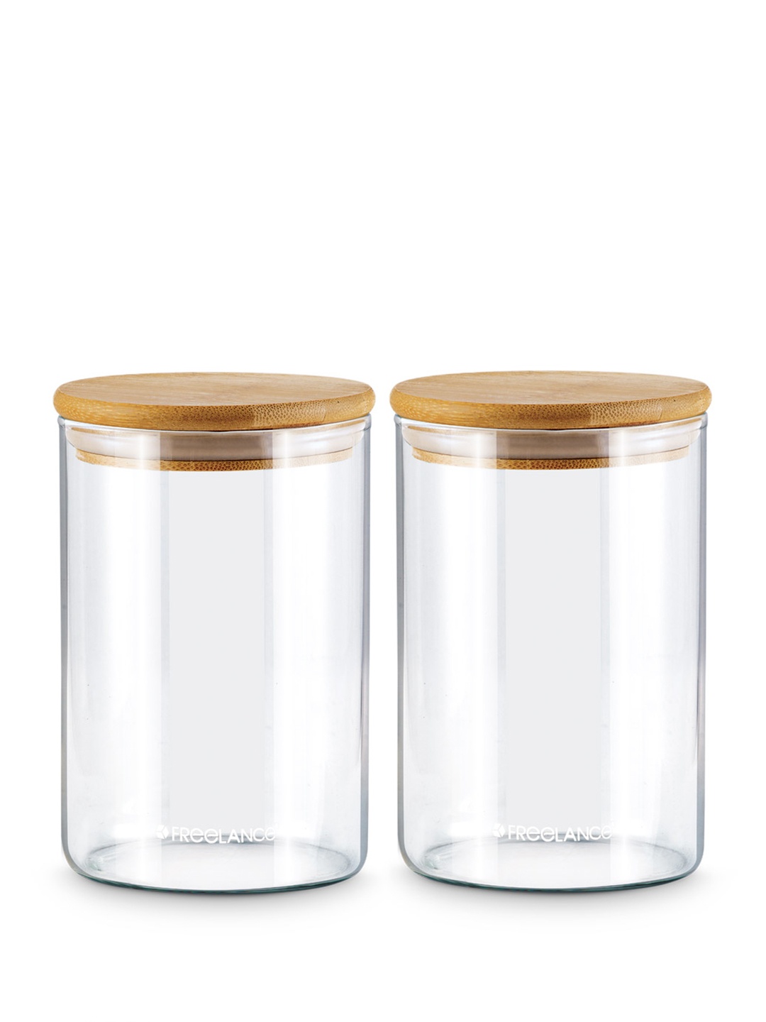 

Freelance Transparent Glass Dishwasher and Microwave Safe Glass Jar With Wooden Lid