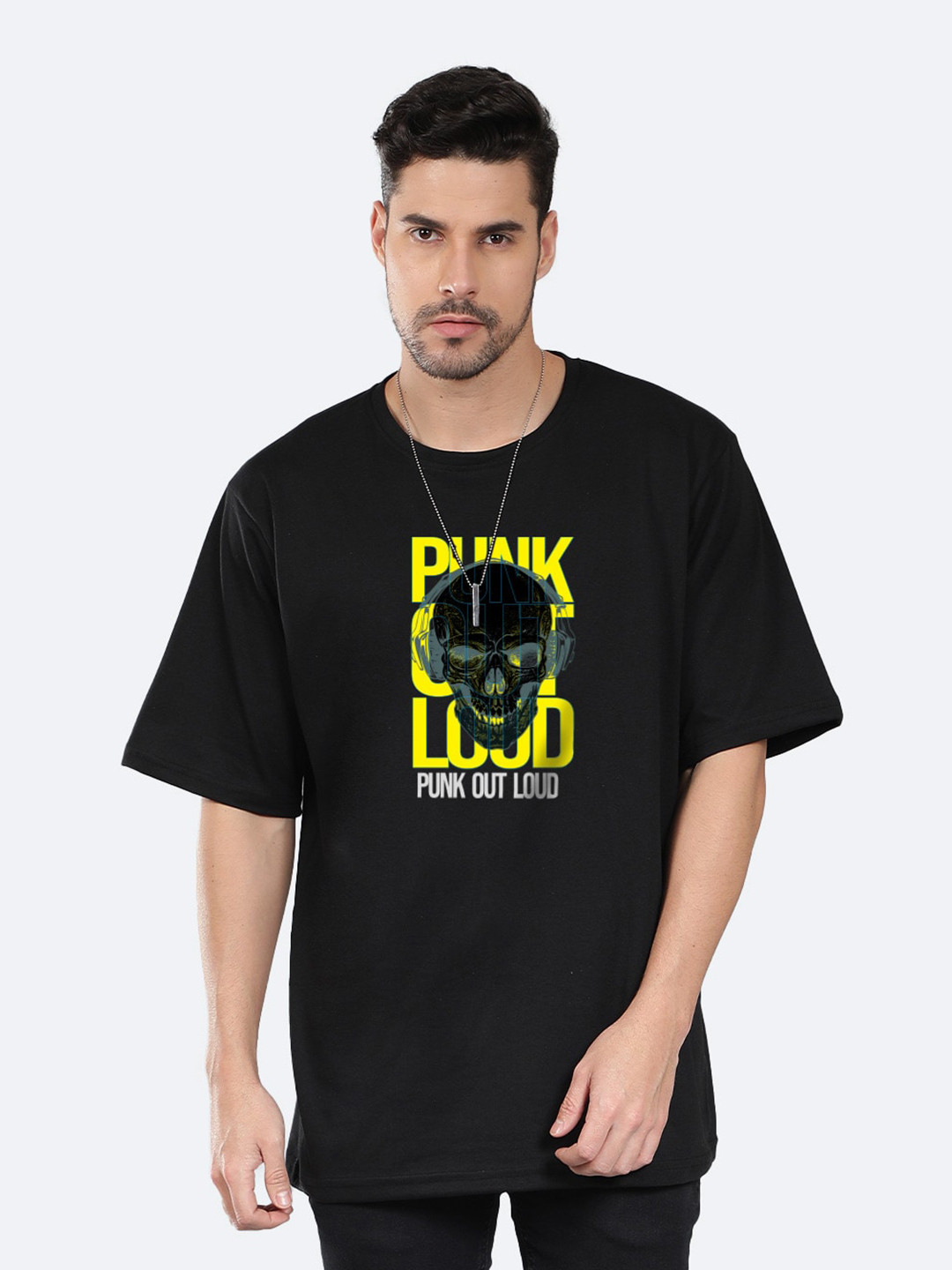 

Mad Over Print Graphic Printed Round Neck Cotton Oversized T-shirt, Black