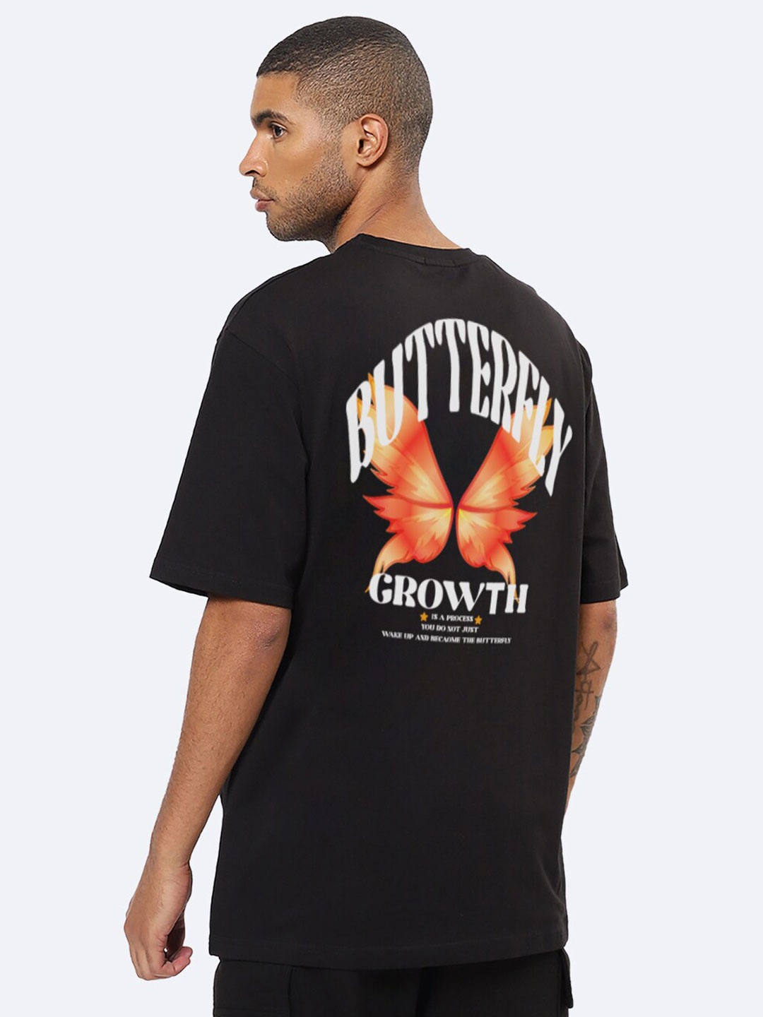 

Mad Over Print Graphic Printed Round Neck Cotton Oversized T-shirt, Black