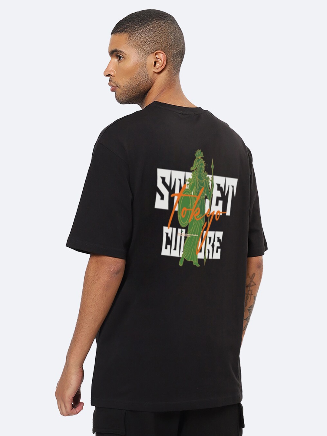 

Mad Over Print Typography Printed Round Neck Oversized T-shirt, Black