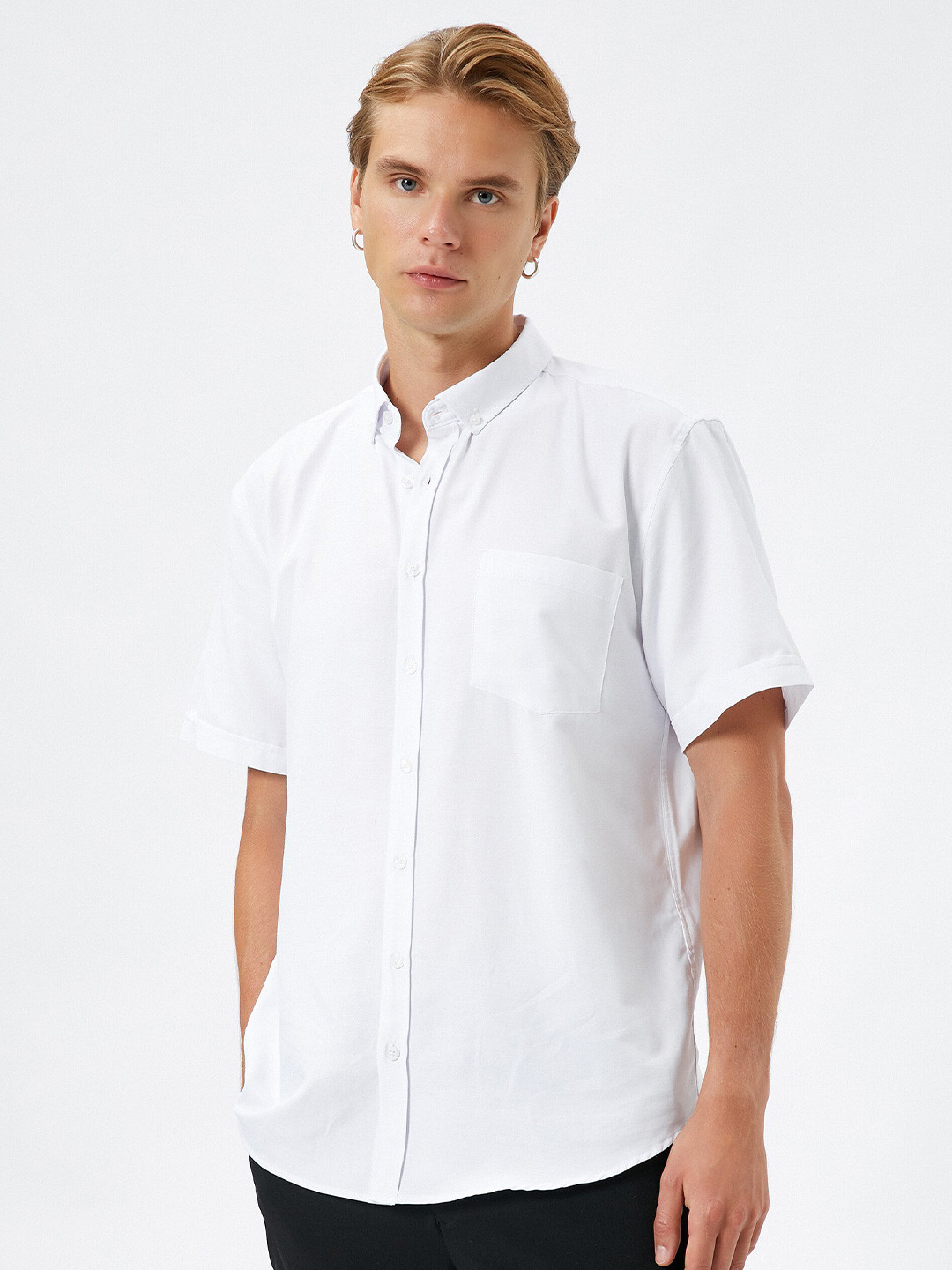 

Koton Button-Down Collar Short Sleeves Cotton Casual Shirt, White