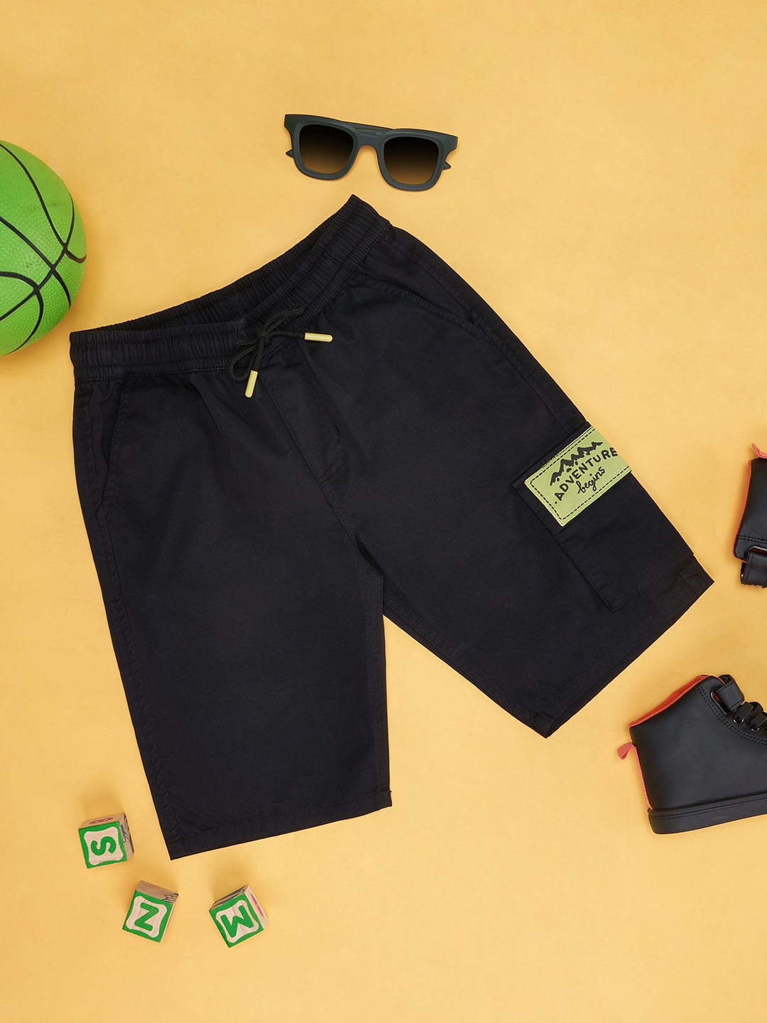 

Pantaloons Junior Boys Mid-Rise Regular Shorts, Black
