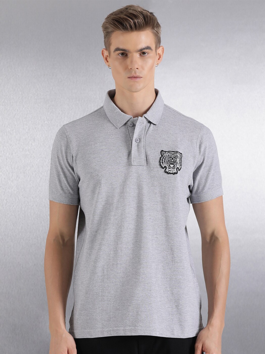 

Breakbounce Polo Collar Pure Cotton T-shirt, Grey