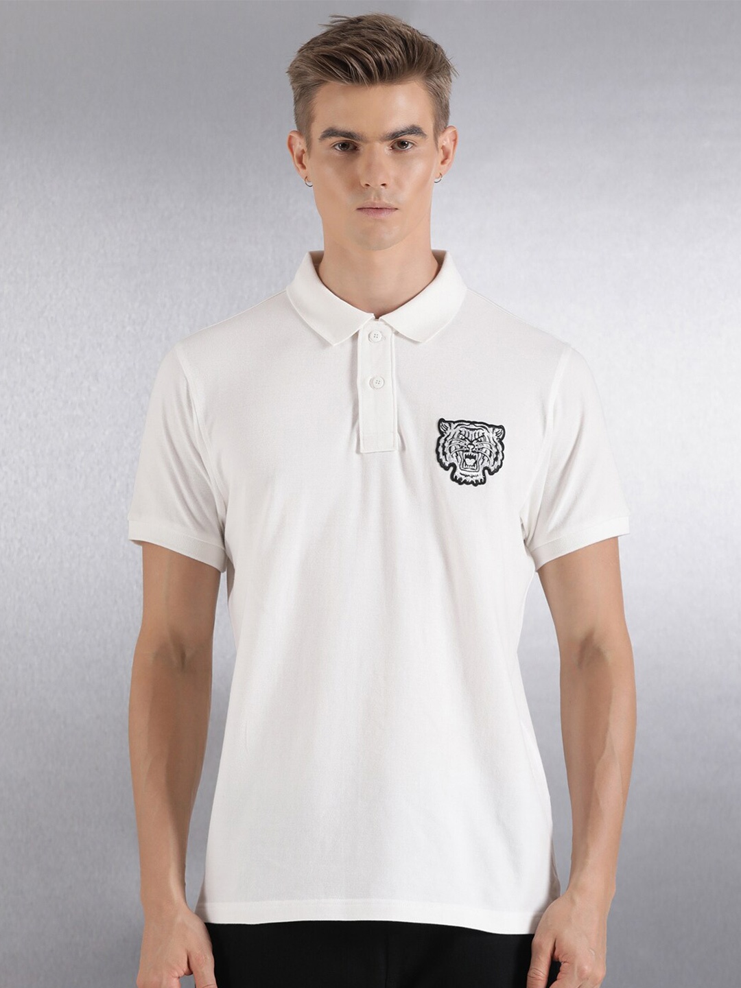 

Breakbounce Polo Collar Cotton T-shirt, Off white