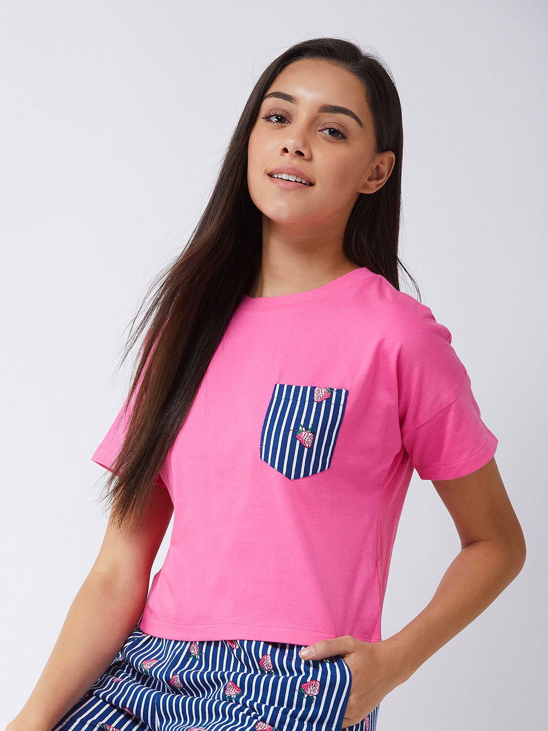 

BAESD Round Neck Cotton T-shirt, Pink