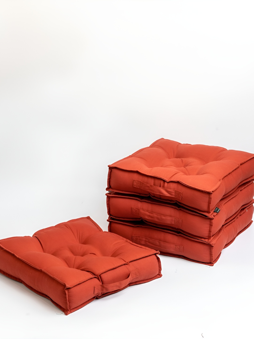 

SKANDA FAB Brown 4 Pieces Pure Cotton Floor Cushions