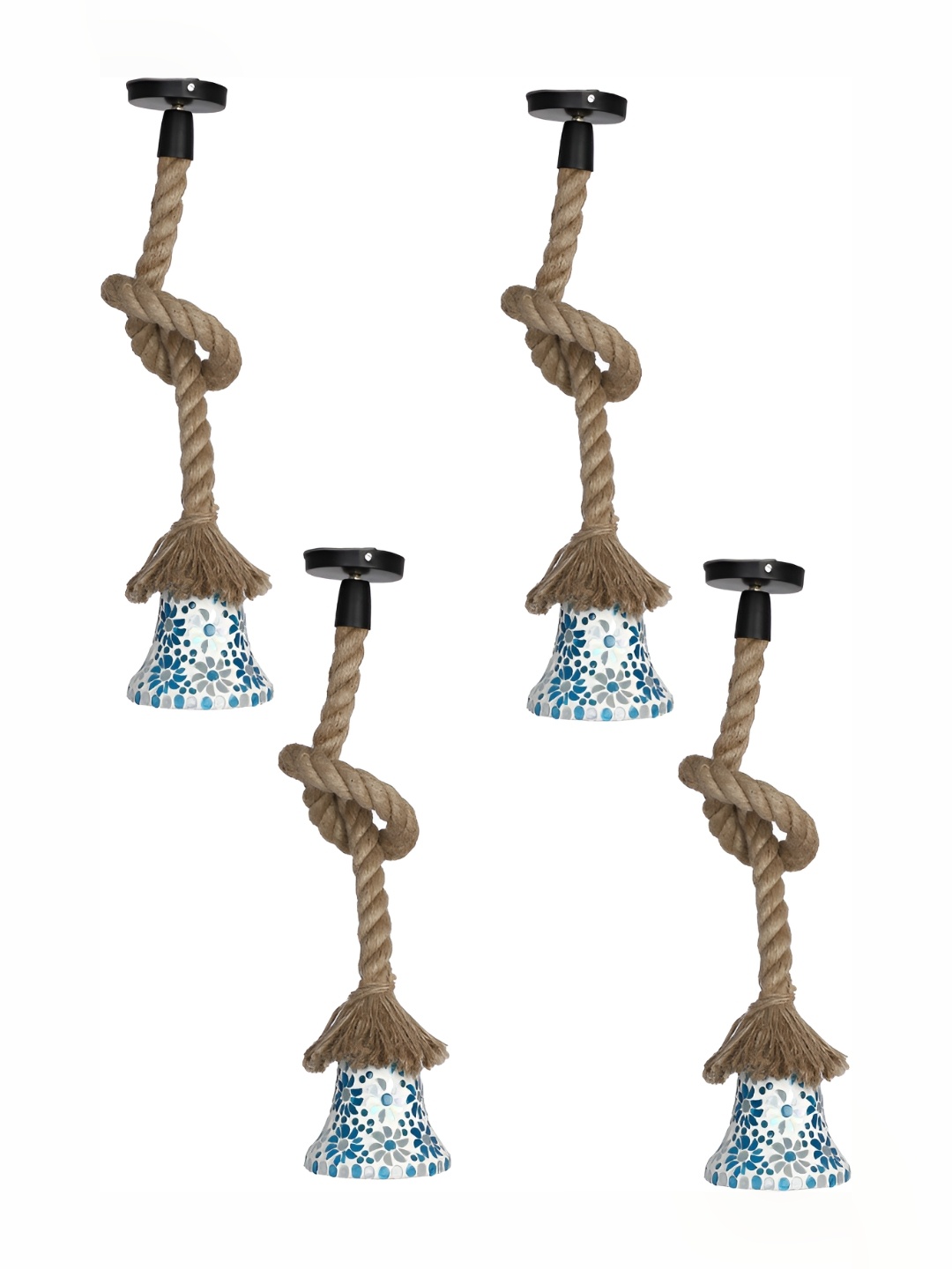 

1ST TIME Blue & White 4 Pieces Printed Glass Traditional Ceiling Lamp
