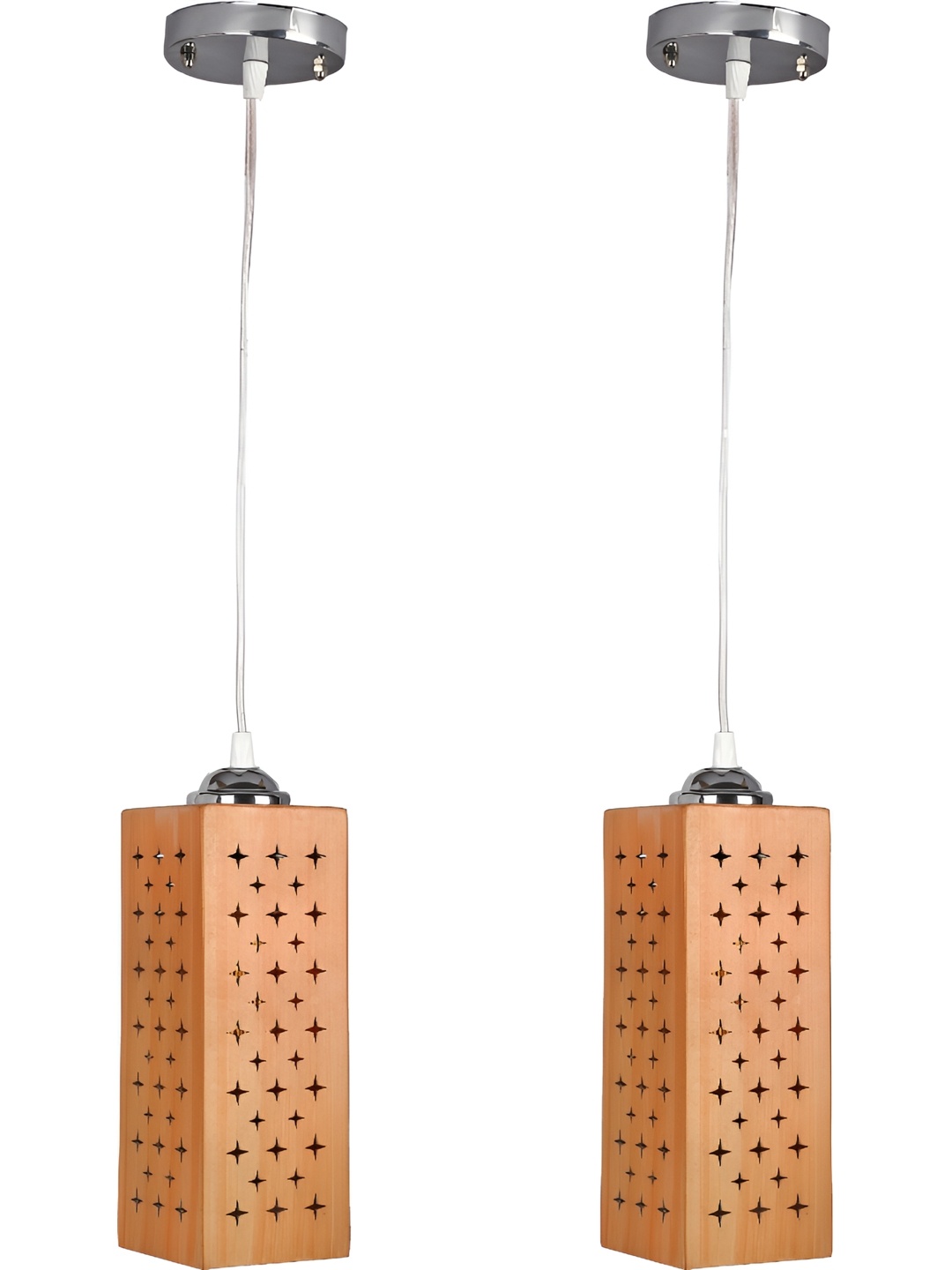 

1ST TIME Brown & Silver-Toned 2 Pieces Printed Traditional Ceiling Lamps