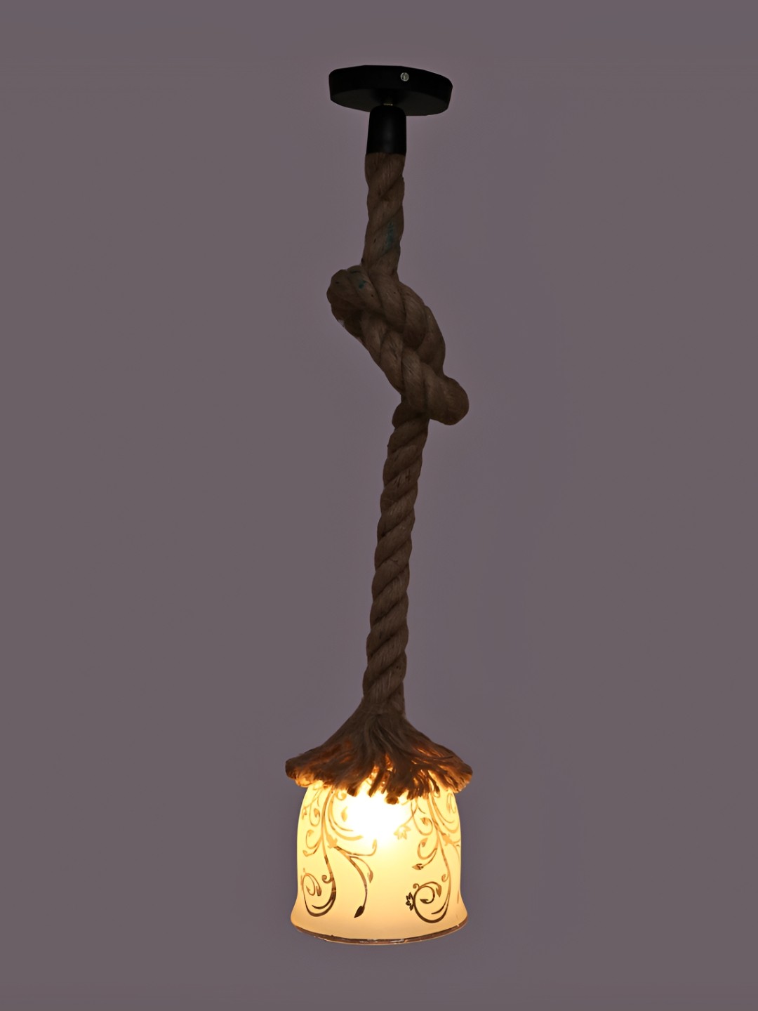 

1ST TIME White & Gold-Toned Printed Glass Traditional Ceiling Lamp