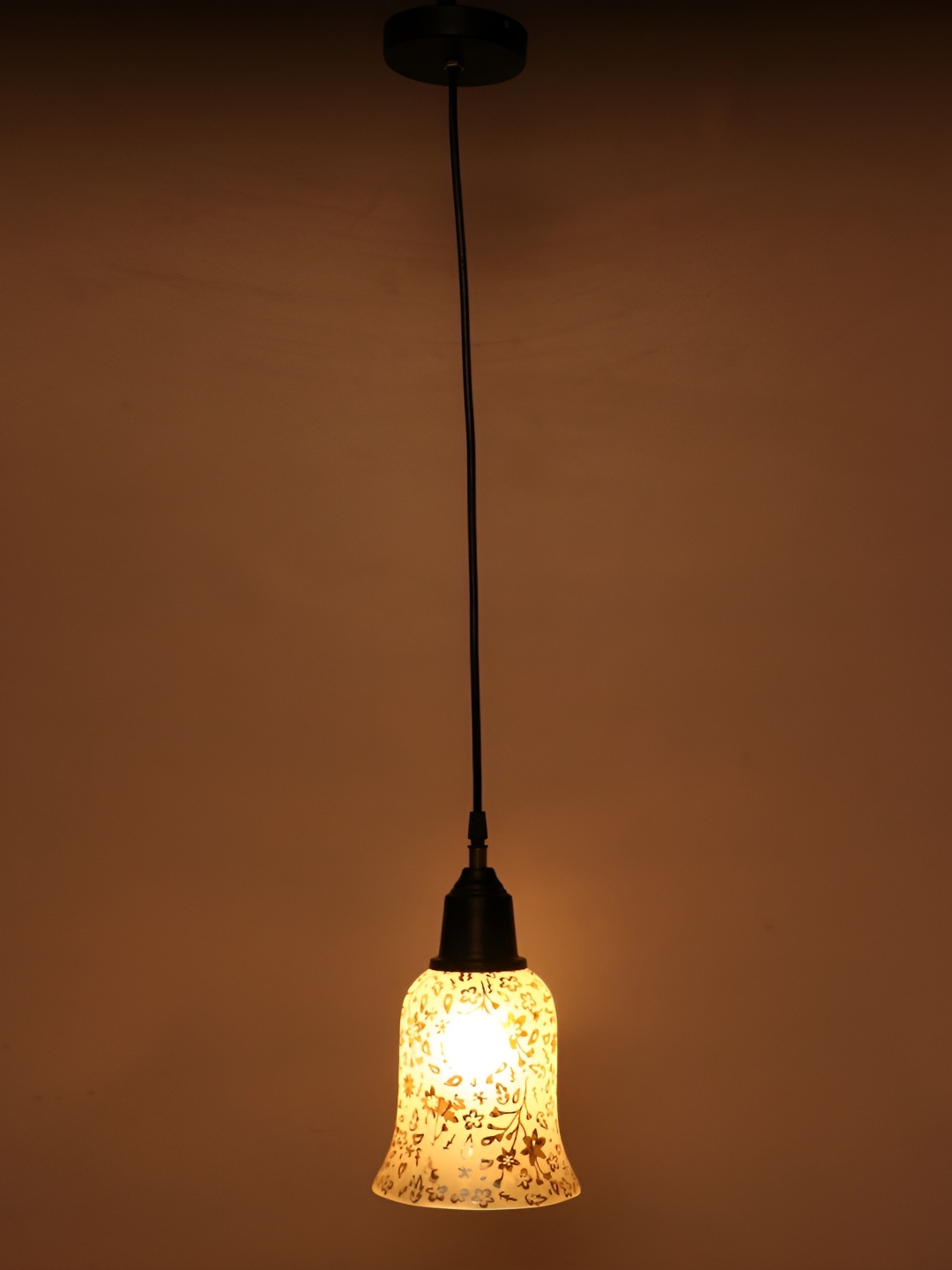1ST TIME White & Black Printed Glass Traditional Ceiling Lamp