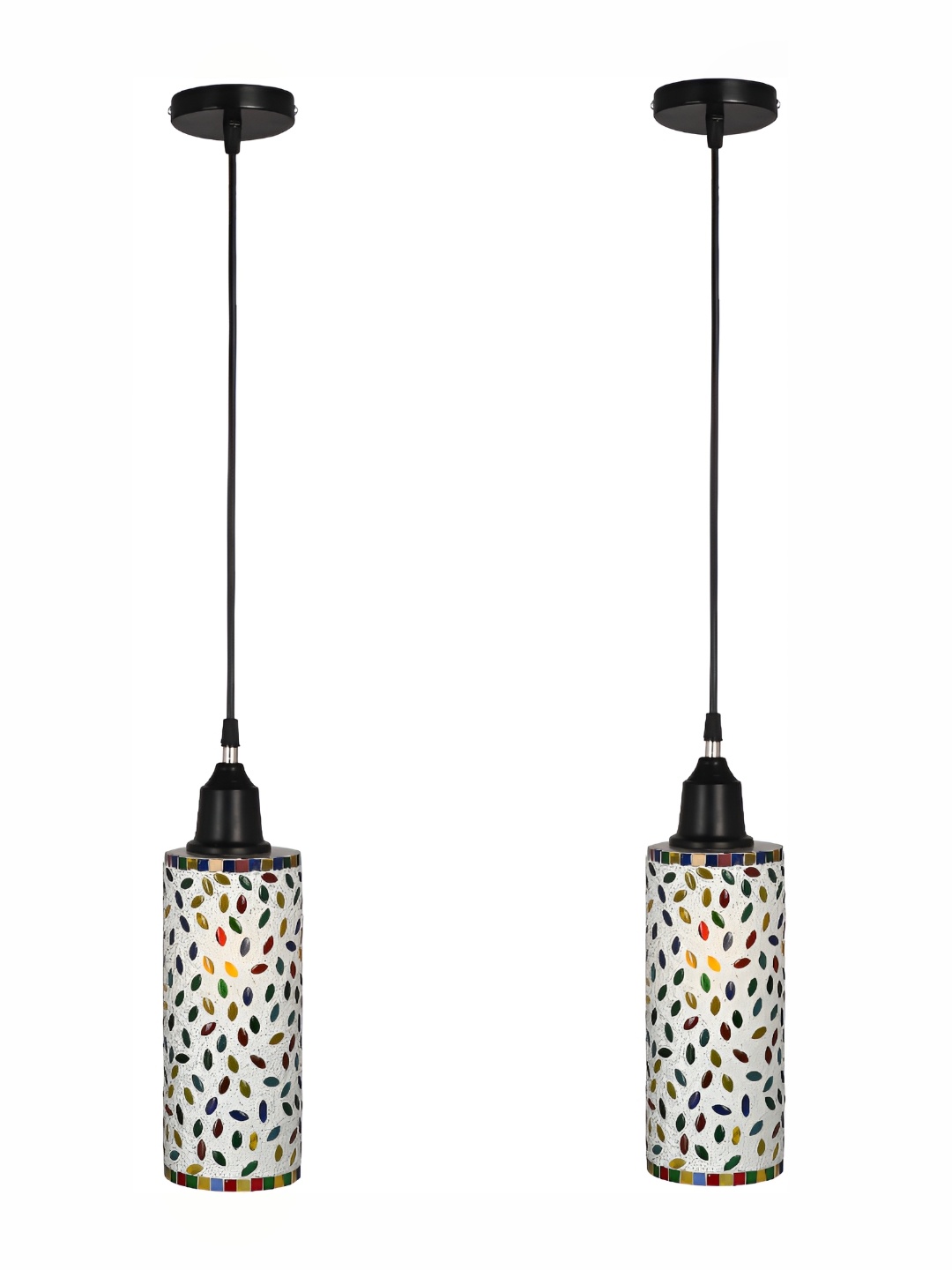 

1ST TIME White & Green 2 Pieces Printed Glass Traditional Ceiling Lamps