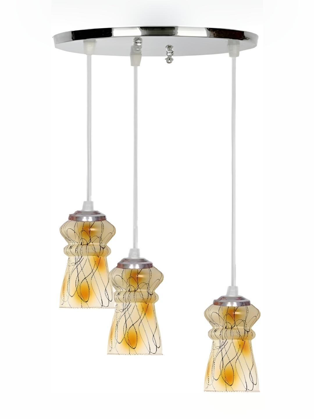 

1ST TIME White & Yellow Printed Glass Traditional Ceiling Lamp