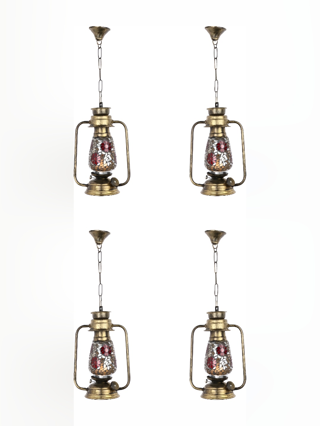 

1ST TIME Brown & White 4 Pieces Metal Textured Traditional Ceiling Lamps